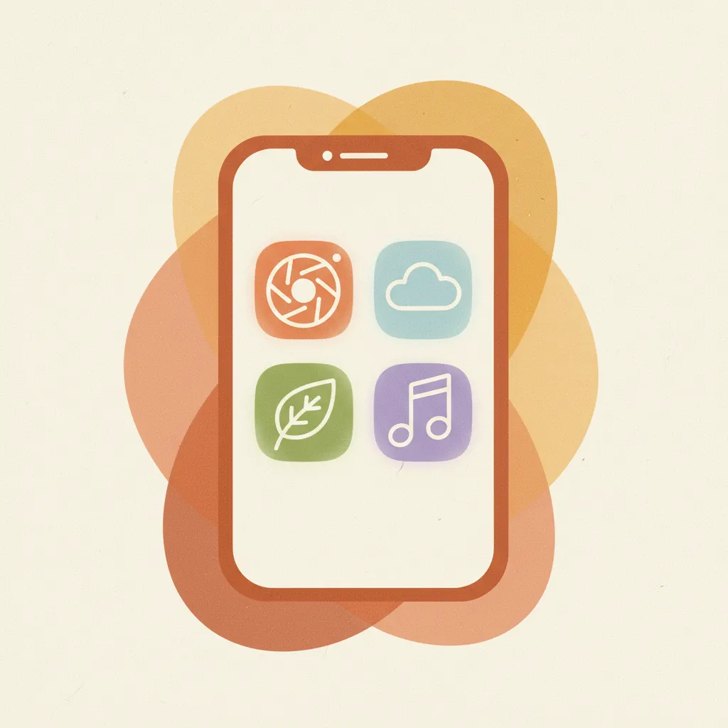 一個整理過的手機桌面，只有少數必要app