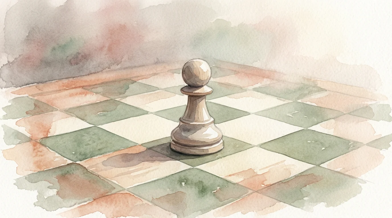 一顆棋子獨自立在棋盤中央,其他格子空無一物——畫更小的圓